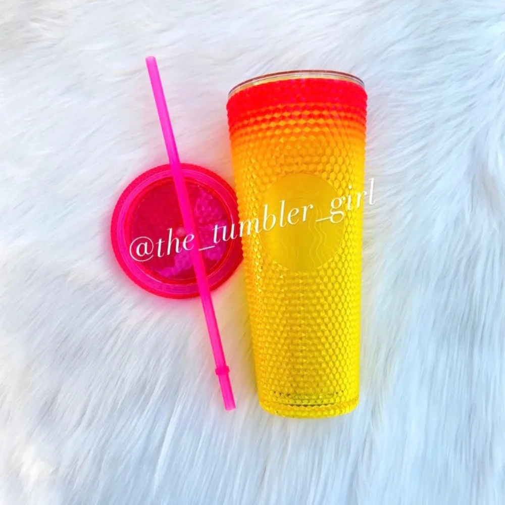 💛LIMITED 💛Starbucks Taiwan Sunset Gradient Red Yellow Ombré Studded Tumbler - Picture 4 of 10